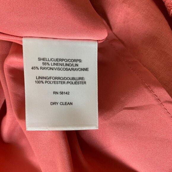 Gal Meets Glam Ruth Pink Linen Square Neck Belted Summer Dress Size 8P - Picture 5 of 9